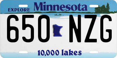 MN license plate 650NZG