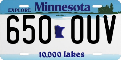 MN license plate 650OUV