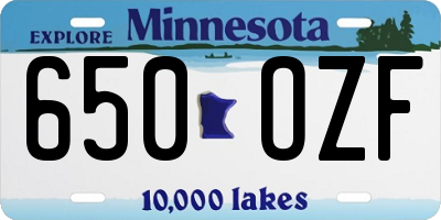 MN license plate 650OZF