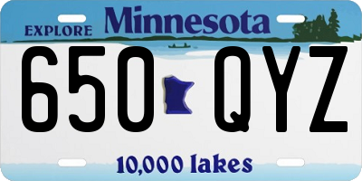 MN license plate 650QYZ