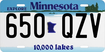 MN license plate 650QZV