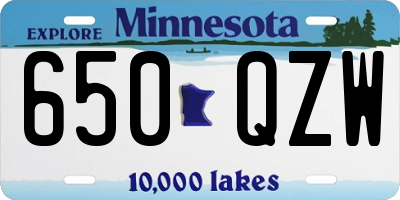 MN license plate 650QZW
