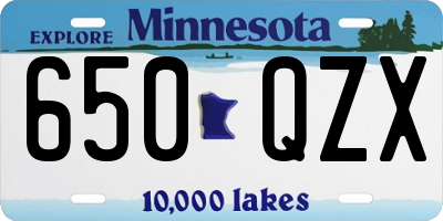 MN license plate 650QZX