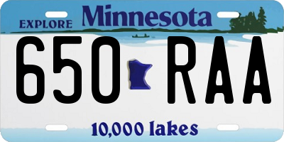MN license plate 650RAA