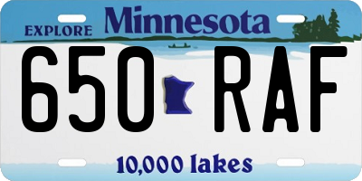 MN license plate 650RAF