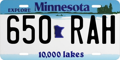 MN license plate 650RAH