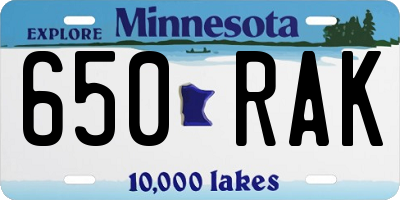 MN license plate 650RAK