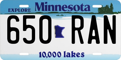 MN license plate 650RAN