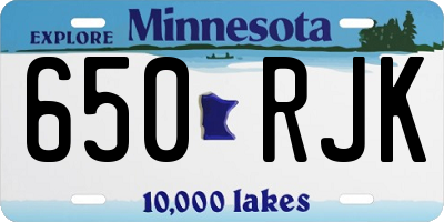 MN license plate 650RJK