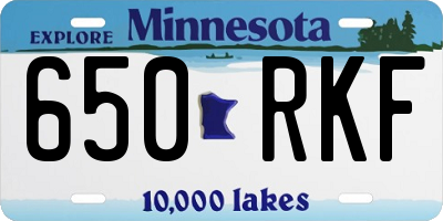 MN license plate 650RKF