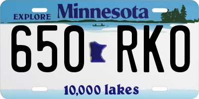 MN license plate 650RKO