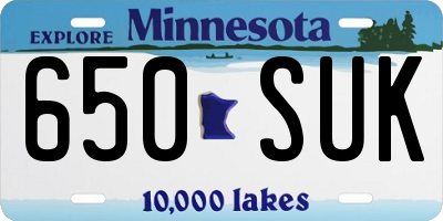 MN license plate 650SUK