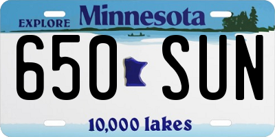 MN license plate 650SUN