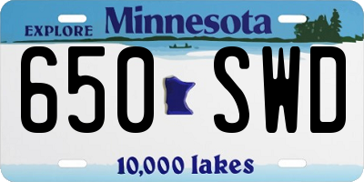 MN license plate 650SWD