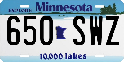 MN license plate 650SWZ