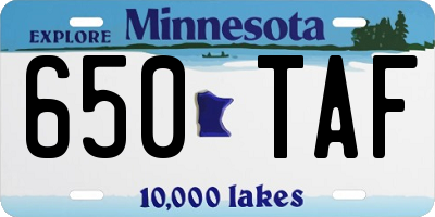 MN license plate 650TAF