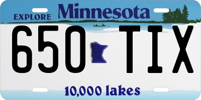MN license plate 650TIX