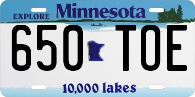 MN license plate 650TOE