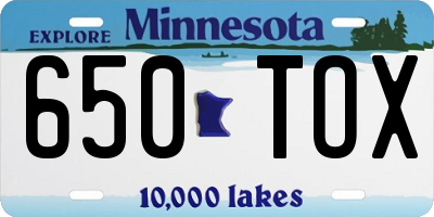MN license plate 650TOX