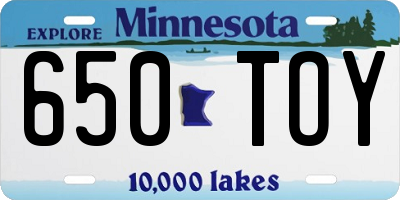 MN license plate 650TOY