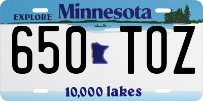 MN license plate 650TOZ