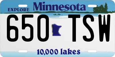 MN license plate 650TSW