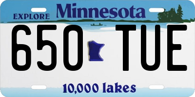 MN license plate 650TUE