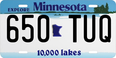 MN license plate 650TUQ