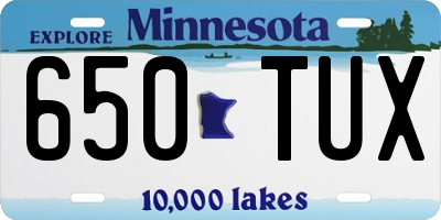 MN license plate 650TUX