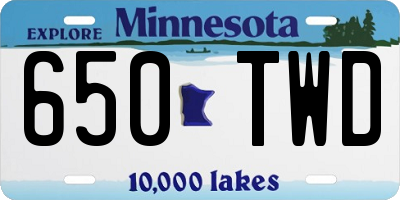 MN license plate 650TWD