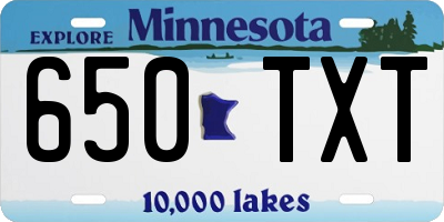 MN license plate 650TXT