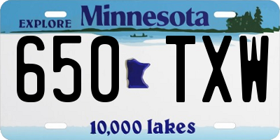 MN license plate 650TXW