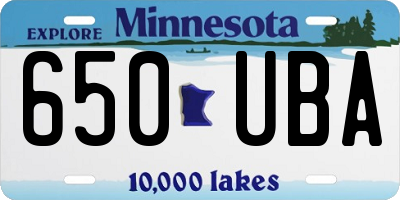 MN license plate 650UBA