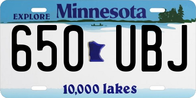 MN license plate 650UBJ