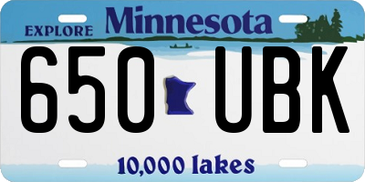 MN license plate 650UBK