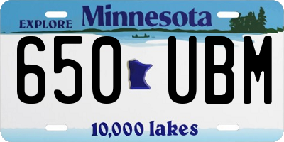 MN license plate 650UBM