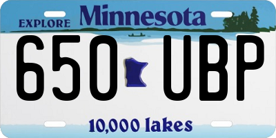 MN license plate 650UBP