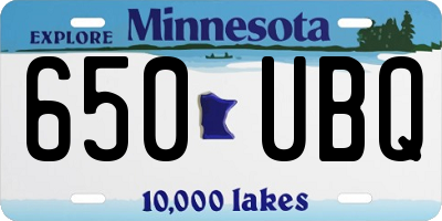 MN license plate 650UBQ
