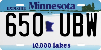 MN license plate 650UBW