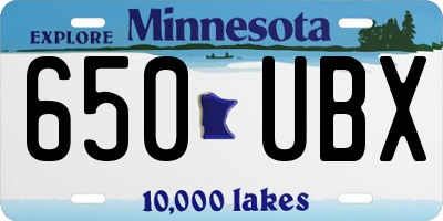MN license plate 650UBX