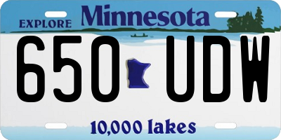 MN license plate 650UDW