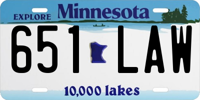 MN license plate 651LAW