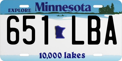 MN license plate 651LBA