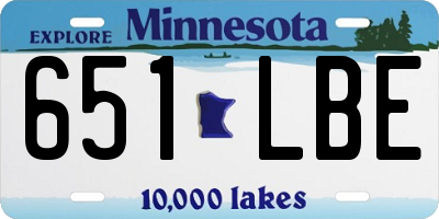 MN license plate 651LBE