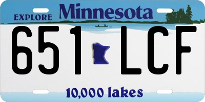 MN license plate 651LCF