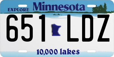MN license plate 651LDZ
