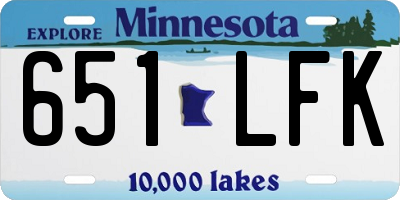 MN license plate 651LFK