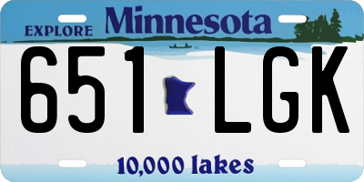 MN license plate 651LGK