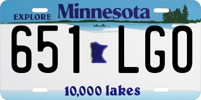MN license plate 651LGO