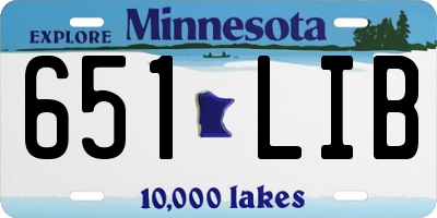MN license plate 651LIB
